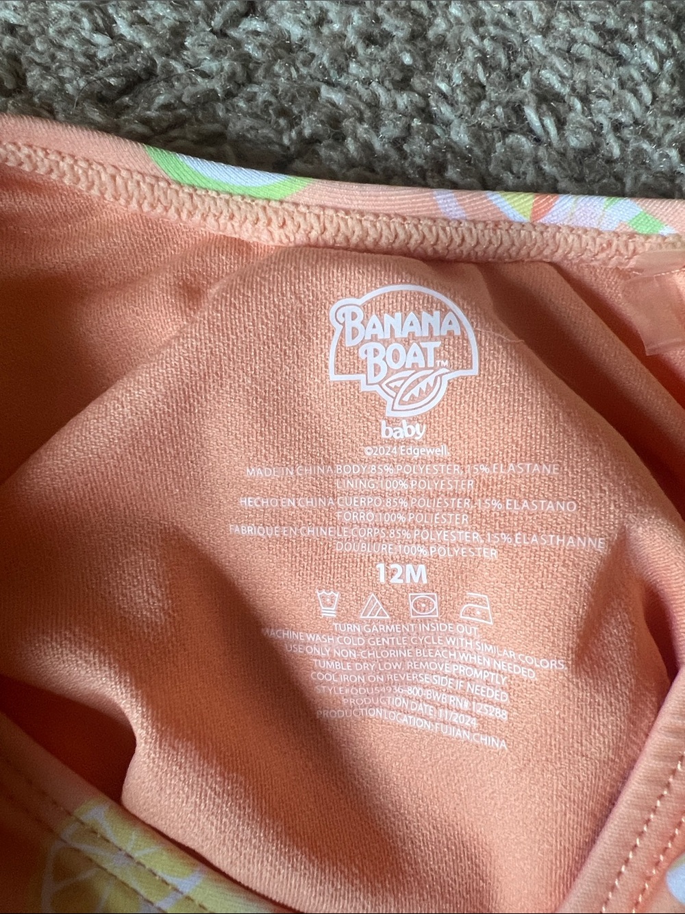Peach Long-Sleeve Ruffle Kids Rashguard Set - Picture 2 of 3